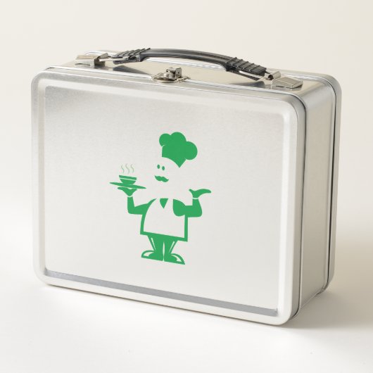 一皿のスープを持つシェフ メタルランチボックス (正面)