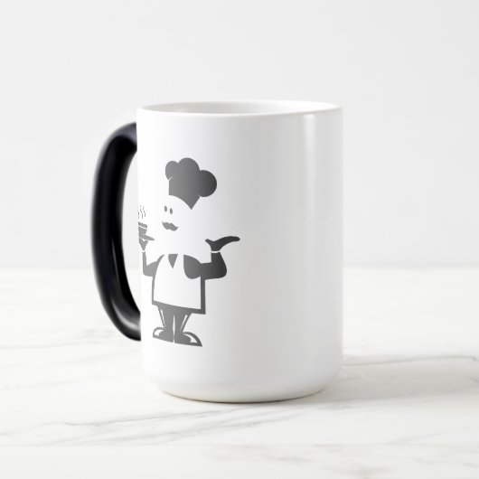 一皿のスープを持つシェフ モーフィングマグカップ (正面左)