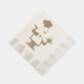 一皿のスープを持つシェフ 縁ありランチョンナプキン (角)