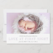 一目ぼれ誕生のお知らせ |ラベンダー 案内状 (正面)