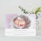 一目ぼれ誕生のお知らせ |ラベンダー 案内状 (スタンド正面)