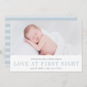 一目ぼれ誕生のお知らせ |青 案内状 (正面/裏面)