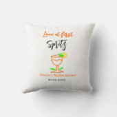 一目惚れのオレンジ黒のウェディングシャワー グ クッション (裏面)