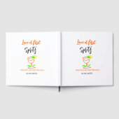 一目惚れのオレンジ黒のウェディングシャワー グ ゲストブック (全面)