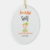 一目惚れのオレンジ黒のウェディングシャワー グ セラミックオーナメント (右)