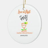 一目惚れのオレンジ黒のウェディングシャワー グ セラミックオーナメント (左)