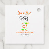 一目惚れのオレンジ黒のウェディングシャワー グ フェイバータグ (裏面)