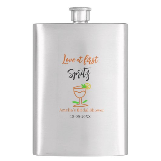 一目惚れのオレンジ黒のウェディングシャワー グ フラスク (正面)