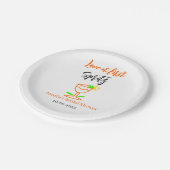 一目惚れのオレンジ黒のウェディングシャワー グ ペーパープレート (アングル)