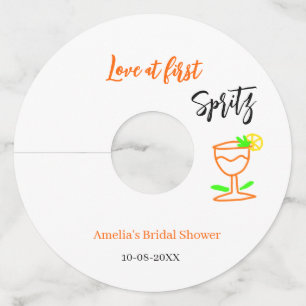 一目惚れのオレンジ ブラック ウェディング シャワー グ ワイングラスタグ