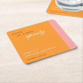 一目惚れのスプリッツ 現代のブライズシャワー スクエアペーパーコースター (アングル)