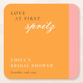 一目惚れのスプリッツ 現代のブライズシャワー スクエアペーパーコースター