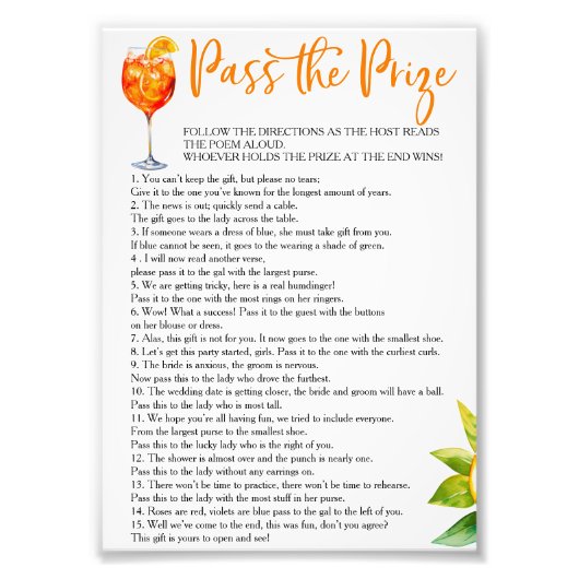 一目惚れのパスザプライズ ブライダルシャワーゲーム フォトプリント            (正面)