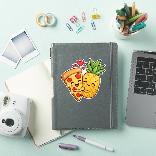 一目惚れスライス - ピザとパイナップルの恋 シール (iPadカバー)
