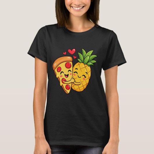 一目惚れ - ピザとパイナップルのラブストーリー Tシャツ (正面)