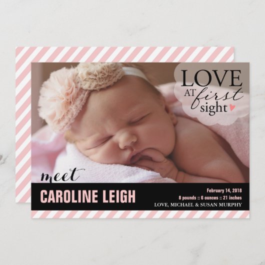 一目惚れ |ベビー発表 案内状 (正面/裏面)
