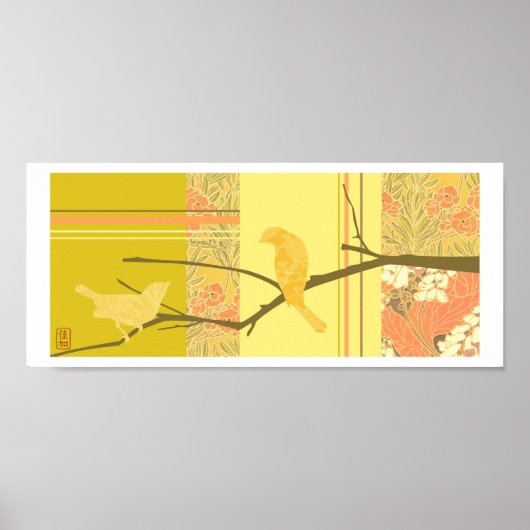 「一目惚れ」鳥プリント ポスター (正面)