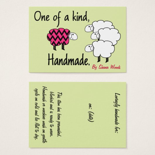 一種のピンクと黒の羊のつるラベル (正面&裏面)