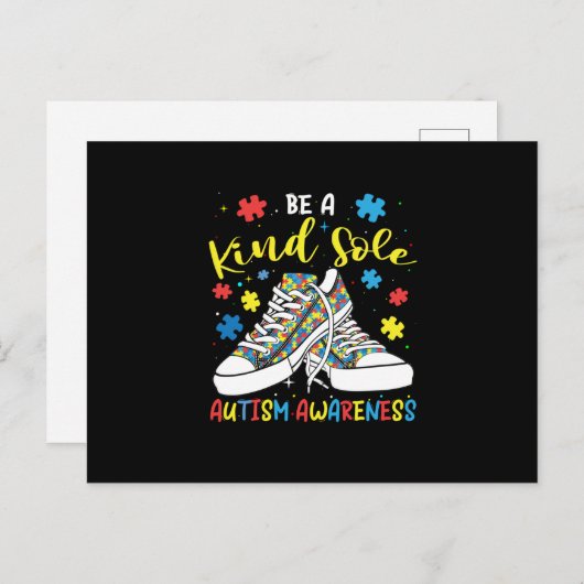 一種の唯一の自閉症認識トレンディーパズル 案内ポストカード (正面/裏面)