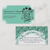 一突き色の落書きの針の糸の裁縫の裁縫婦 名刺 (正面/裏面)