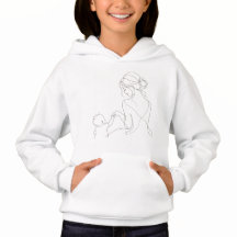 一筆で描かれた母と子の手つなぎラインモダンアート