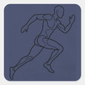 一筆描きのランナー スクエアシール (正面)