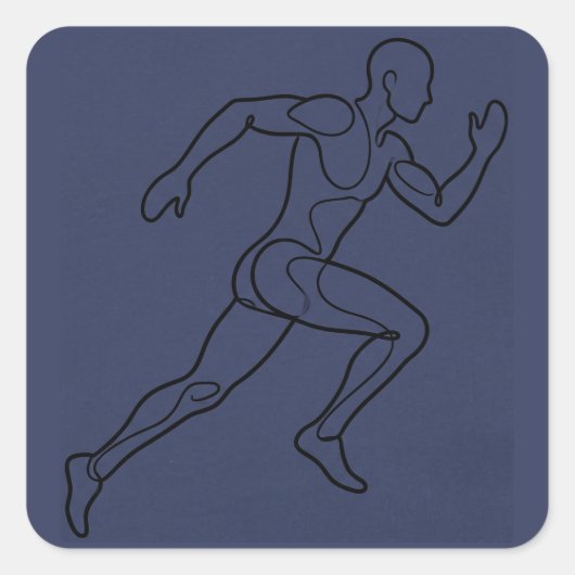 一筆描きのランナー スクエアシール (正面)