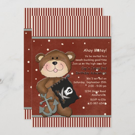 一等航海士の海賊誕生日のパーティの招待状 招待状 (正面/裏面)