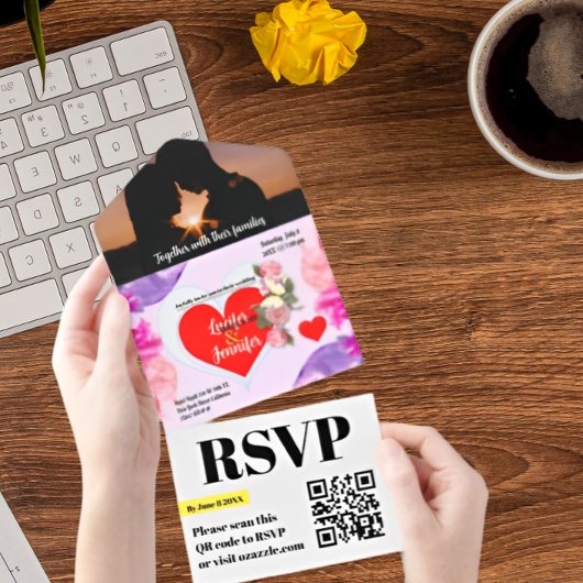 一素晴らしモダンエレガント度の結婚式への招待 オールインワン招待状