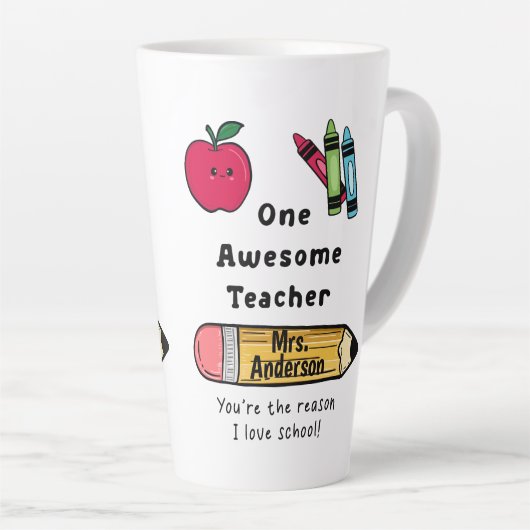 一素晴らし先生理由I大好き学校ラテマグカップ カフェラテマグ (右アングル)