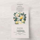 一素朴つのア結婚イトルで水色柑橘類 オールインワン招待状 (内側)