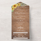一素朴つの招待状に結婚ひまわりの花 オールインワン招待状 (内側)