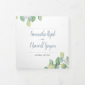 一素朴つの結婚式の招待でユーカリ 三つ折り招待状 (カバー)