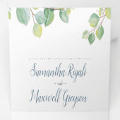 一素朴つの結婚式の招待でユーカリ 三つ折り招待状 (内部最初)