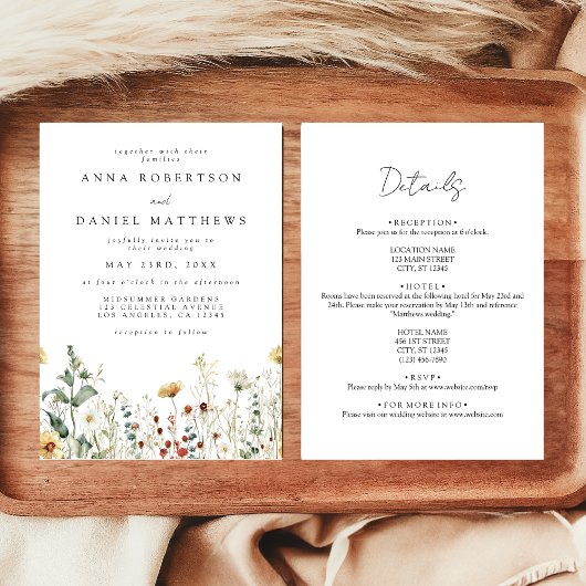一素朴つの結婚式招待状でワイルドフラワー 招待状