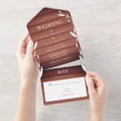 一素朴つの結婚招待状に木が集まる オールインワン招待状 (貼ってはがせる)