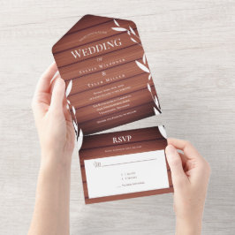 一素朴つの結婚招待状に木が集まる オールインワン招待状