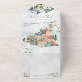 一素朴つの結婚結婚式で山全体を招待 オールインワン招待状 (外側)