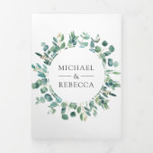 一素朴つのQRコードのユーカリ写真すべて結婚 三つ折り招待状 (カバー)