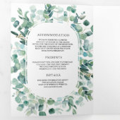 一素朴つのQRコードのユーカリ写真すべて結婚 三つ折り招待状 (内部最初)