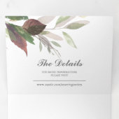 一素朴婚式で木と葉が全部集まる 三つ折り招待状 (内部最初)