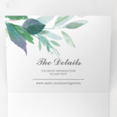 一素朴婚式で木と葉が全部集まる 三つ折り招待状 (内部最初)