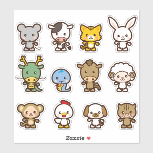 一組の動物 シール (シート)