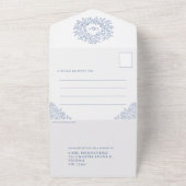 一結婚人の誘い葉での青い白い人 オールインワン招待状 (外側)
