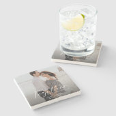 一緒が私のお気に入りの場所 フォトエンゲージメント ストーンコースター (横)