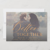 一緒にいて素敵なラスティオレンジの手書き結婚式写真 セーブザデート (正面)