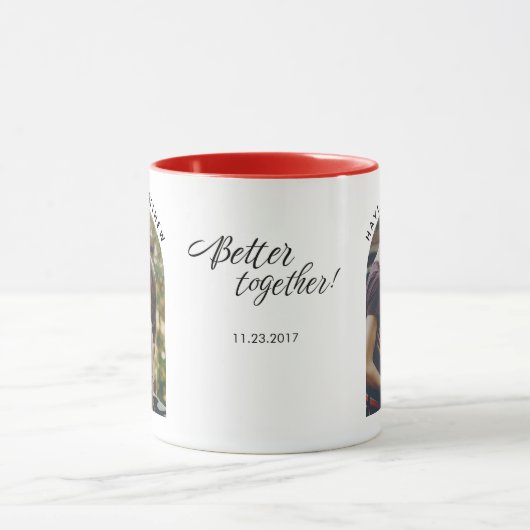 一緒にいよう バレンタインデーのカップル写真 マグカップ (中央)
