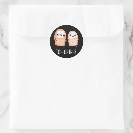 一緒におかしい大きな足の指のジョーク ダークBG ラウンドシール (バッグ)