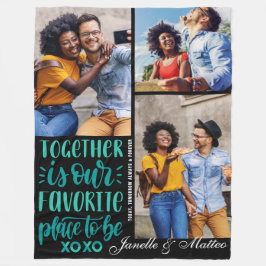 一緒にお気に入りの | モダン 3フォトコラージュ フリースブランケット