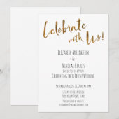 一緒にお祝いしよう！カジュアルゴールドスクリプトのレセプション 招待状 (正面/裏面)